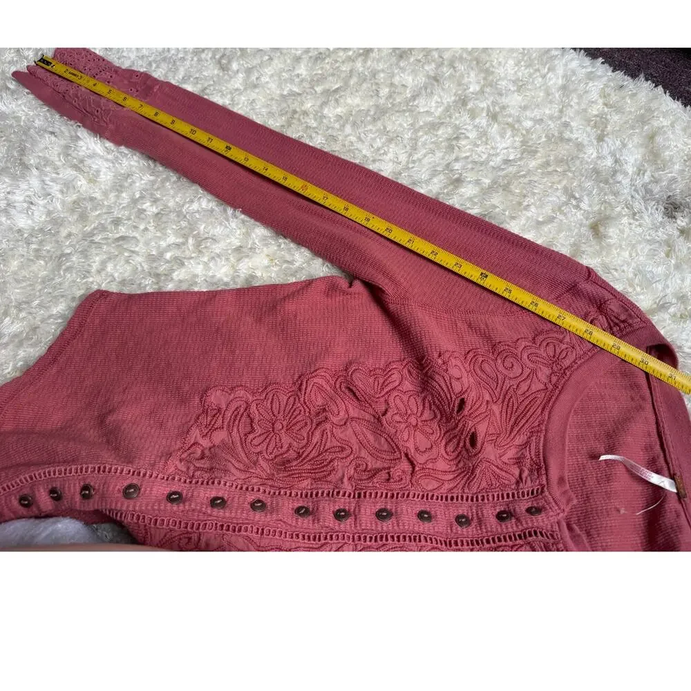Free People Embroidered Top Fairy Grunge Boho Hippie Festival Western Button